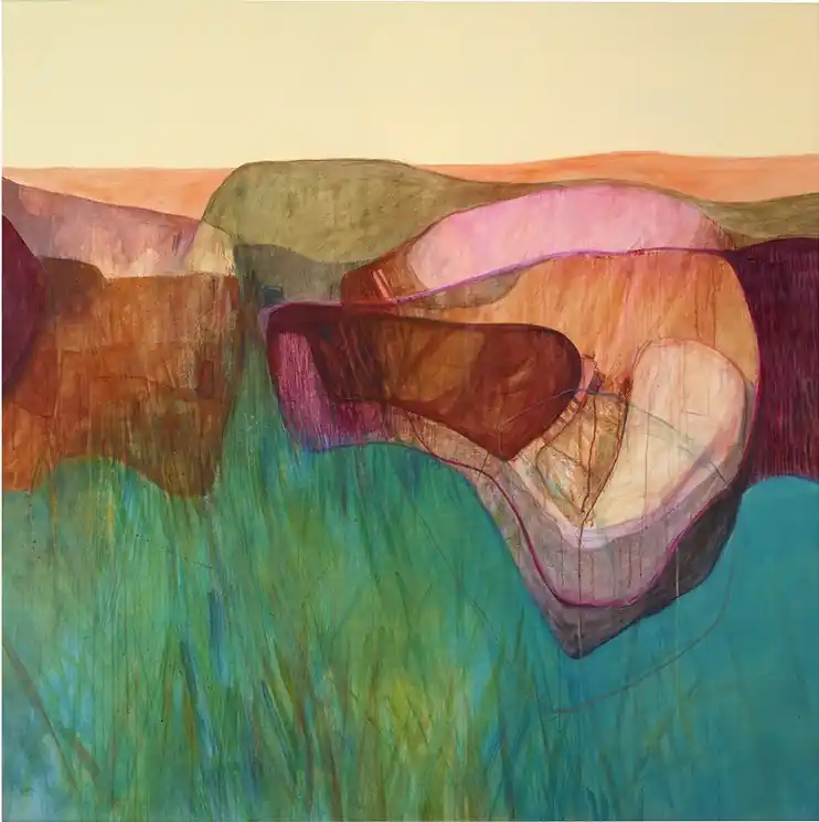 Viral ▷ Experimental Landscape - Naples Yellow by Wissam Beydoun, 2025 | Acrylic Painting