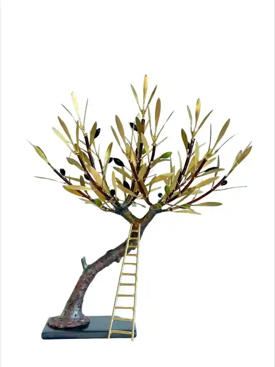 Limited Time ▷ Olive Tree with ladder (H34) by Aggelos & Filippos Panayiotidis, 2025 | Copper Sculpture