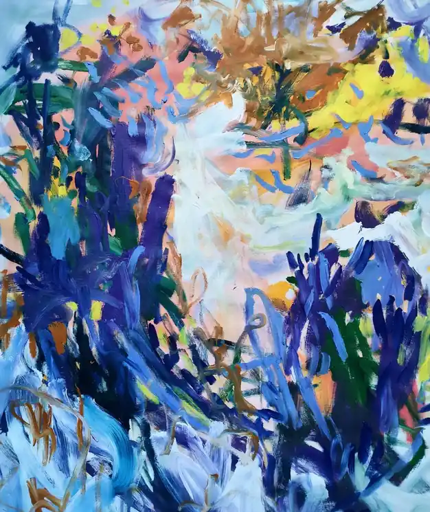 ▷ Purple brush strokes by Emily Starck, 2025 | Acrylic Painting Save Now