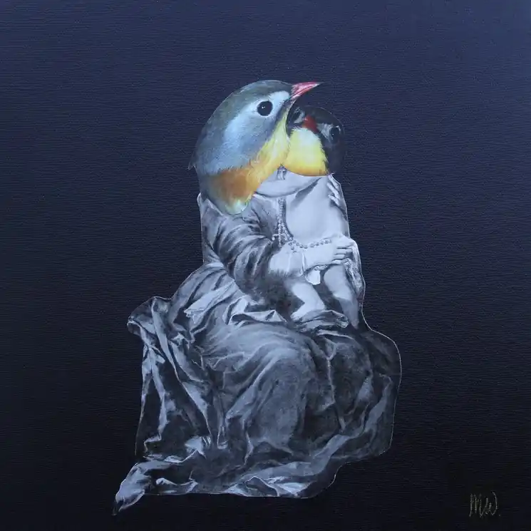 ▷ Black Birds 6 by Marian Williams, 2025 | Collage Painting Hot Deal