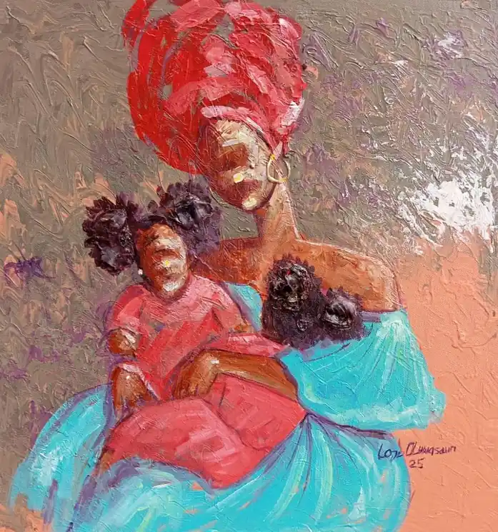 ▷ Nurturing 2 - 21st Century, Contemporary, Neo-Figurative Portrait, Women, Africa by Loje Oluwaseun, 2025 | Acrylic Painting Handmade