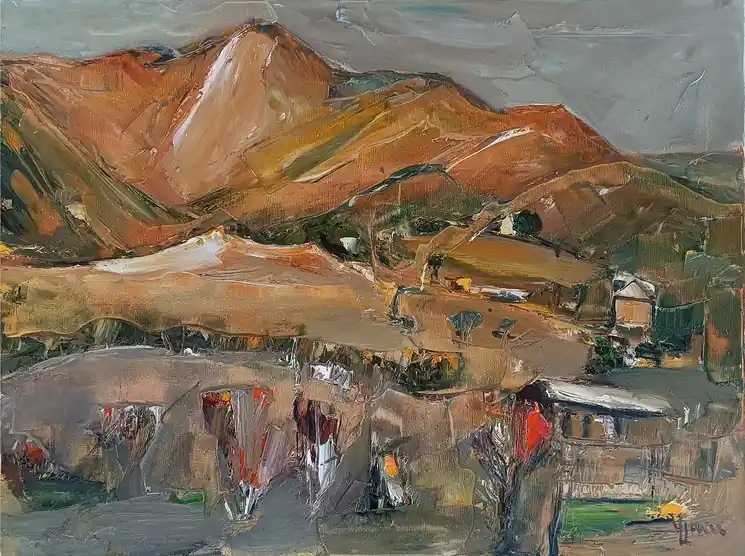 ▷ Village Under the Hills by Vlas Ayvazyan, 2025 | Oil Painting for Sale Luxury