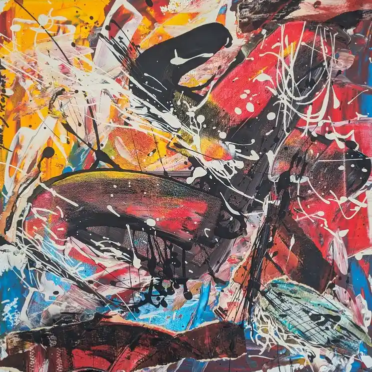 Seasonal Sale ▷ Je m'accorde sur ta fréquence by Marie-Laure Romanet Prin, 2021 | Collage Painting