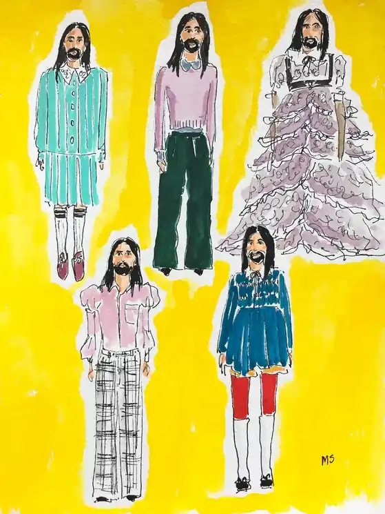 Buy Direct ▷ Alessandro Michelle yellow by Manuel Santelices, 2020 | Gouache Paintings