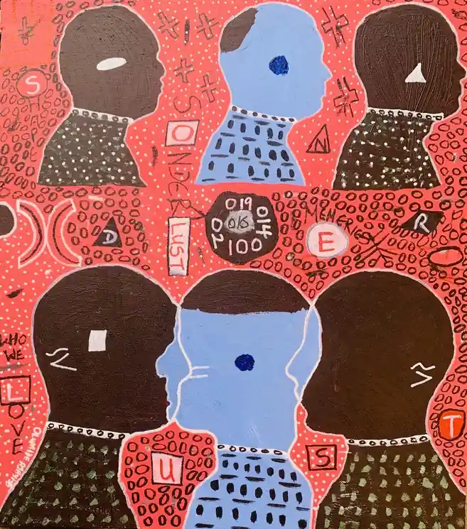 ▷ Sonderlust - 21st Century, Contemporary, Abstract, Pop Culture, Anxiety, People by Olumide Ajayi, 2025 | Ink Painting Latest