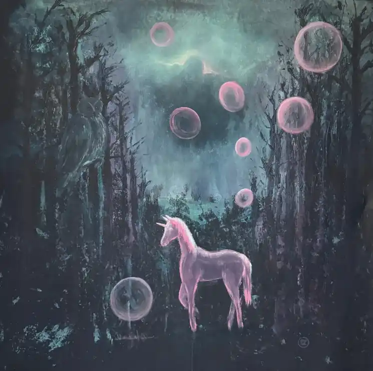 Best Price ▷ The Night That Remembers Stories (from the Series Fantasy) by Svitlana Zezekalo, 2025 | Acrylic Painting