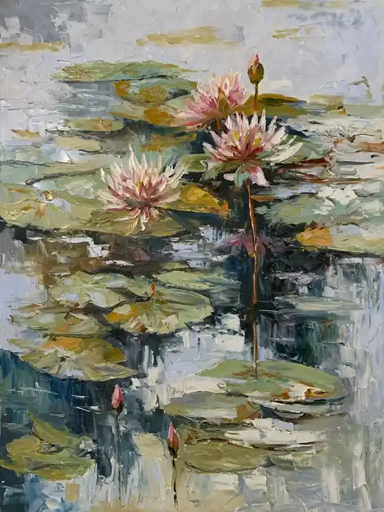 ▷ Echoes of Water Lilies by Schagen Vita, 2025 | Palette knife painting Sale