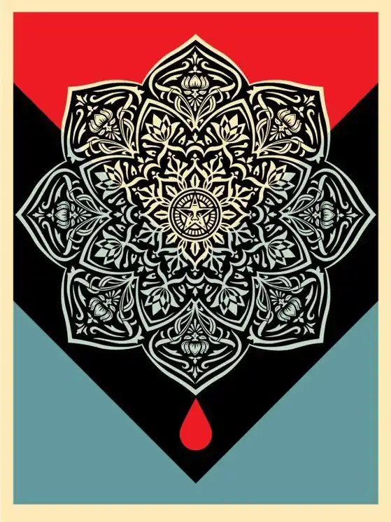 Hassle-Free Returns ▷ Blood & Oil Mandala (Blood Drop) by Shepard Fairey (Obey), 2017 | Street Art Print