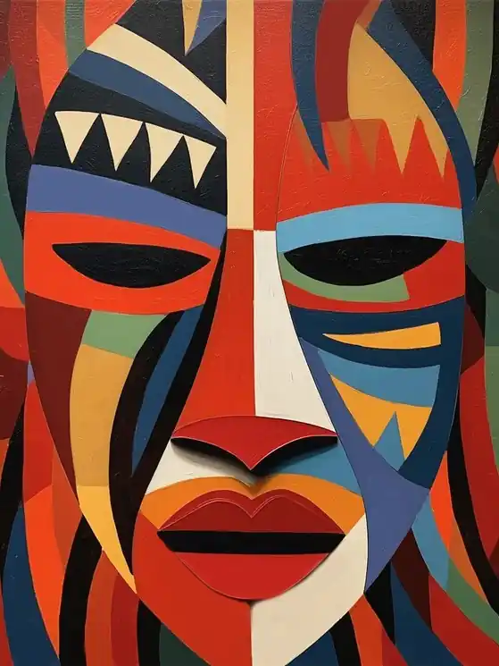 ▷ African Mask XI by Kosta Morr, 2024 | Acrylic Painting Low Price
