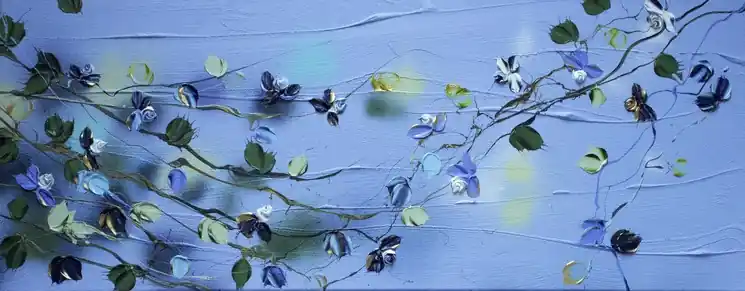 Order Now ▷ Blue Spring II - floral textured landscape or vertical format by Anastassia Skopp, 2024 | Acrylic Painting