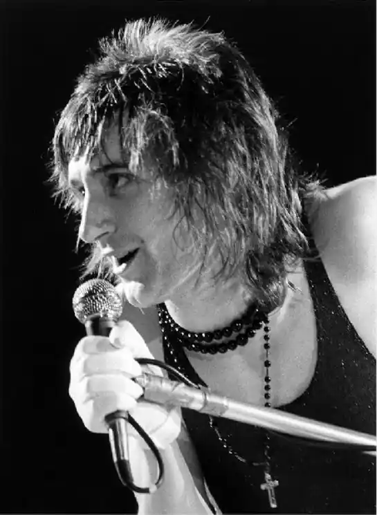 Next Day Delivery ▷ Rod Stewart, NYC 1973 by Bob Gruen, 2000 | Analogue Photography