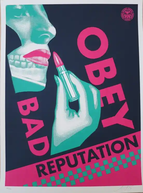 ▷ Bad Reputation (Black) by Shepard Fairey (Obey), 2019 | Textile Print Big Sale