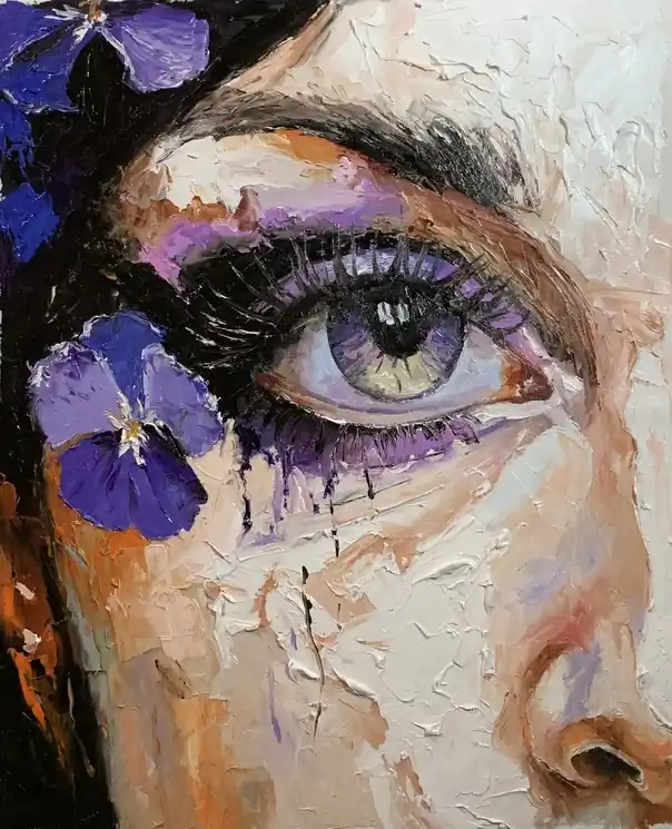 Hot Deal ▷ Violet Gaze by Schagen Vita, 2025 | Palette knife painting