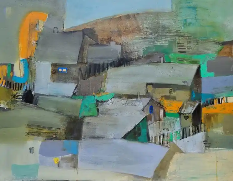 ▷ Roofs by Victoria Cozmolici, 2016 | Oil Painting for Sale Trusted Brand