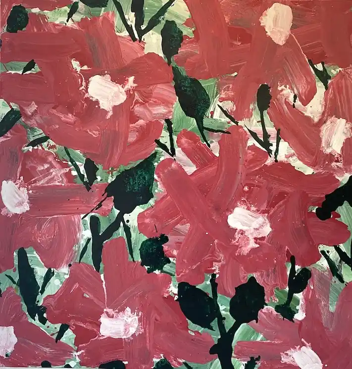 Worldwide Shipping ▷ Flesh gardon roses by Pierre Prèneron, 2024 | Acrylic Painting