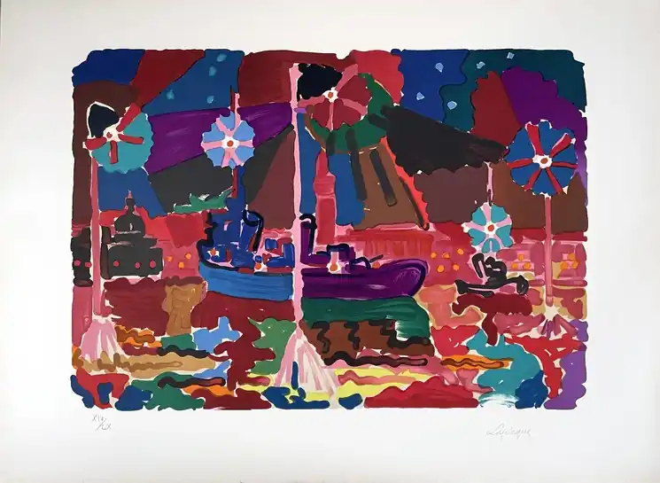 ▷ Bassin de Saint Marc, la nuit by Charles Lapicque, 1954 | Lithographs Brand New
