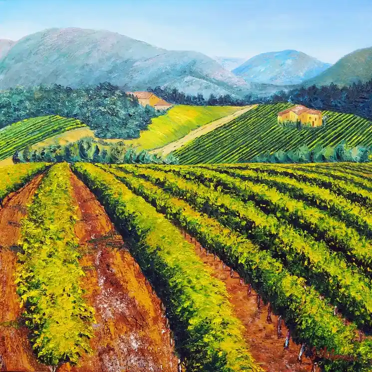 Same Day Shipping ▷ Rangs de vigne by Gyslaine Pachet-Micheneau, 2025 | Oil Painting for Sale