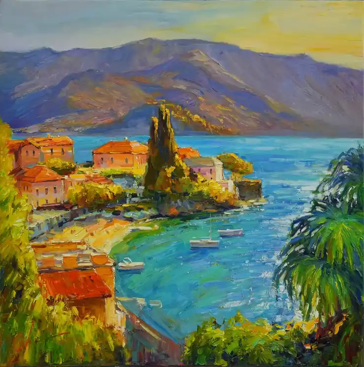 ▷ Varenna. Lake Como. Italy by Serhii Cherniakovskyi, 2025 | Oil Painting for Sale Popular