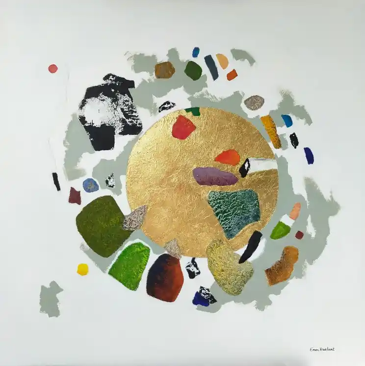 ▷ Sans dessus dessous by Emmanuelle Vroelant, 2025 | Collage Painting Warranty Included