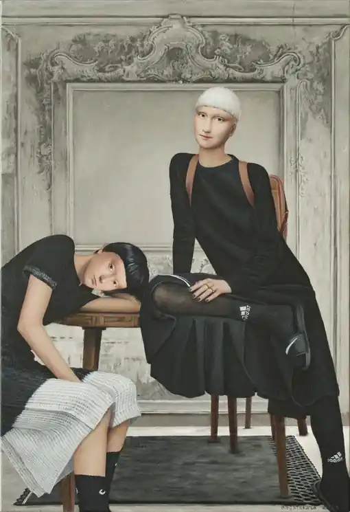 Exclusive ▷ Contemporary portrait "Together. Without words" by Nataliya Bagatskaya, 2023 | Canvas Painting