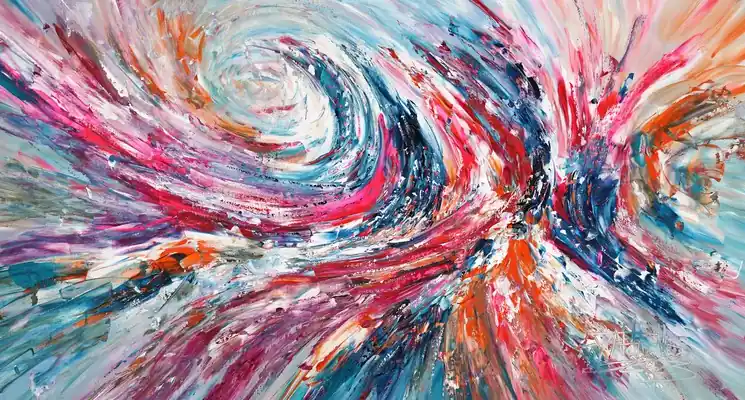 ▷ Magenta blue energy L 1 by Peter Nottrott, 2023 | Acrylic Painting Fast Shipping