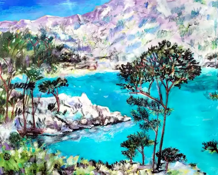 Instant Buy ▷ Sormiou, calanques de Cassis by Aurelie Cholley, 2005 | Acrylic Painting