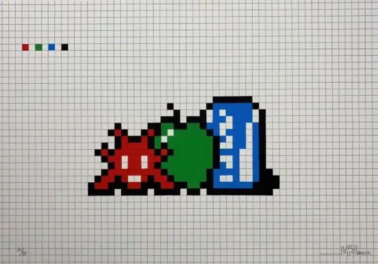 ▷ Still Life with Pocari Can by Invader, 2014 | Screen print Crafted