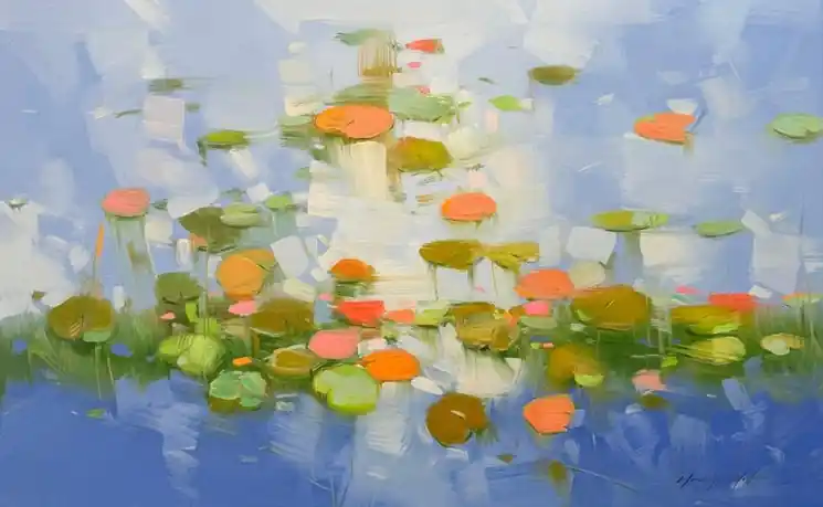 Don’t Miss Out ▷ Lilies Pond by Vahe Yeremyan, 2024 | Oil Painting for Sale