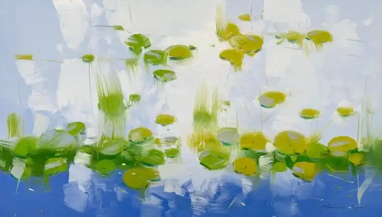 Money Back Guarantee ▷ Pond by Vahe Yeremyan, 2024 | Oil Painting for Sale