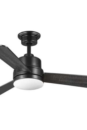 Worldwide Shipping Trevina II 44 inch Black with Matte Black Blades Ceiling Fan, Progress LED