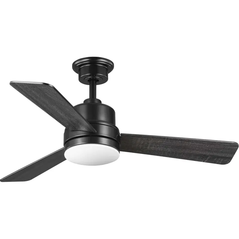 Worldwide Shipping Trevina II 44 inch Black with Matte Black Blades Ceiling Fan, Progress LED