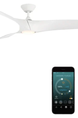 Zephyr 52 inch Matte White Downrod Ceiling Fan, Smart Ceiling Fan Flash Sale