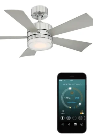 Wynd 42 inch Stainless Steel Downrod Ceiling Fan in 3500K Fan Favorite