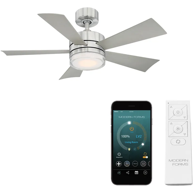 Wynd 42 inch Stainless Steel Downrod Ceiling Fan in 3500K Fan Favorite