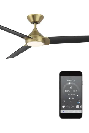 Zelda 60 inch Soft Brass Matte Black with Matte Black Blades Downrod Ceiling Fans, Smart Fan Luxury