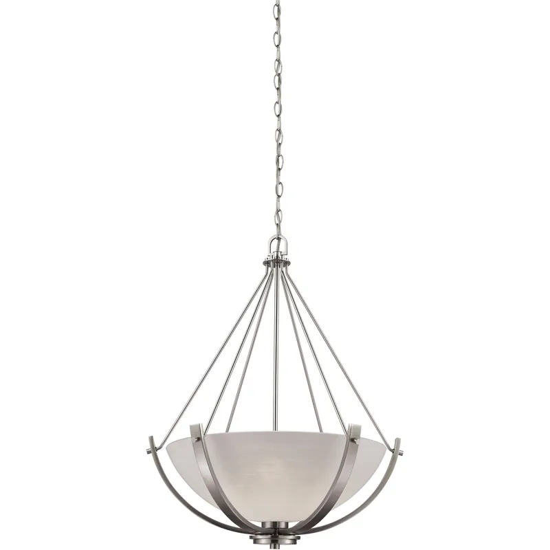 Casual Mission 3 Light 21 inch Brushed Nickel with White Chandelier Ceiling Light Reduced Price