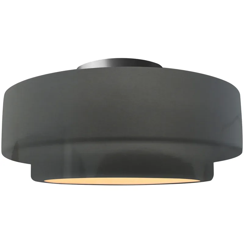Don’t Miss Out Radiance Collection - Tier LED 12 inch Gloss Grey Semi-Flush Ceiling Light, Form+Finish+Function