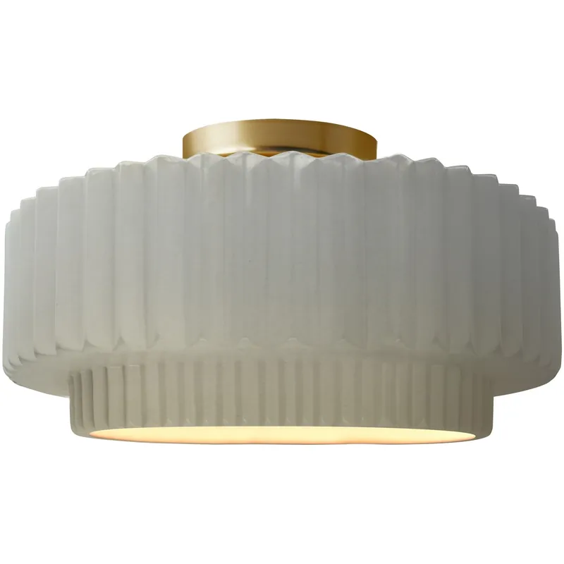Modern Radiance Collection - Pleated Tier LED 12 inch Matte White Semi-Flush Ceiling Light, Form+Finish+Function