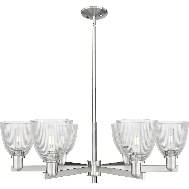 Arcadia Castile 6 Light 35.75 inch Satin Nickel Chandelier Ceiling Light in Clear Super Sale