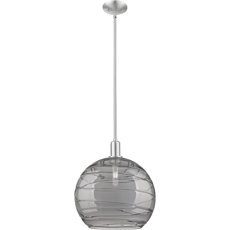 Editor’s Pick Arcadia Athens Deco Swirl 1 Light 13.75 inch Brushed Satin Nickel Mini Pendant Ceiling Light