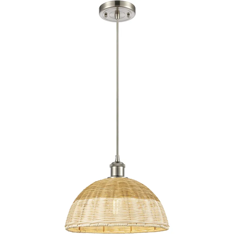 Buy Today Ballston Bristol Natural II 1 Light 11.75 inch Brushed Satin Nickel Mini Pendant Ceiling Light