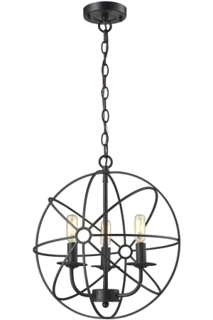 Yardley 3 Light 16 inch Black Chandelier Ceiling Light Buy Direct