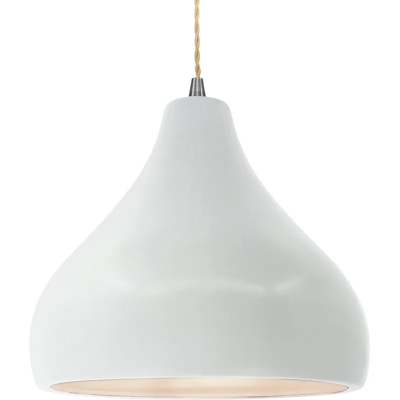 Radiance 1 Light 13.5 inch Brushed Nickel and Gloss White Pendant Ceiling Light Holiday Sale