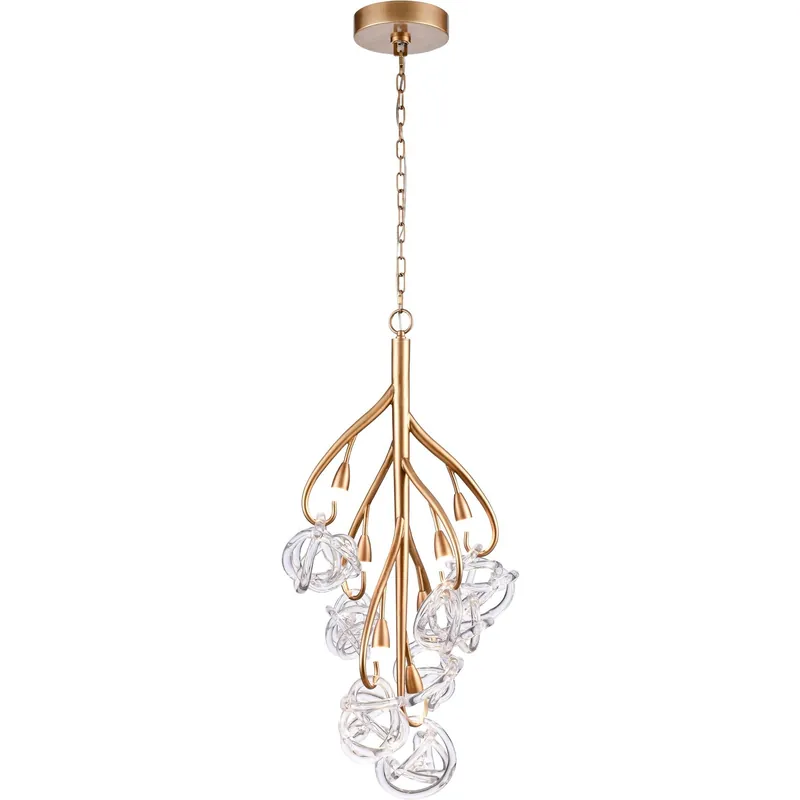 Buy Online Freeform LED 21 inch Antique Gold Leaf Chandelier Ceiling Light, Converts to Semi Flush