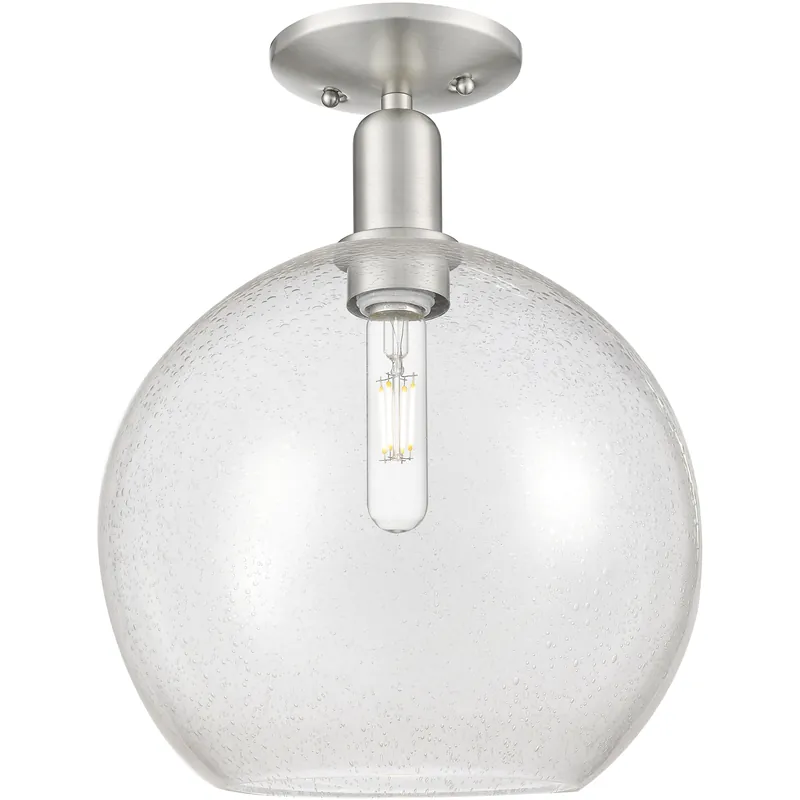 Arcadia Athens 1 Light 11.75 inch Brushed Satin Nickel Semi-Flush Mount Ceiling Light in Seedy Deal