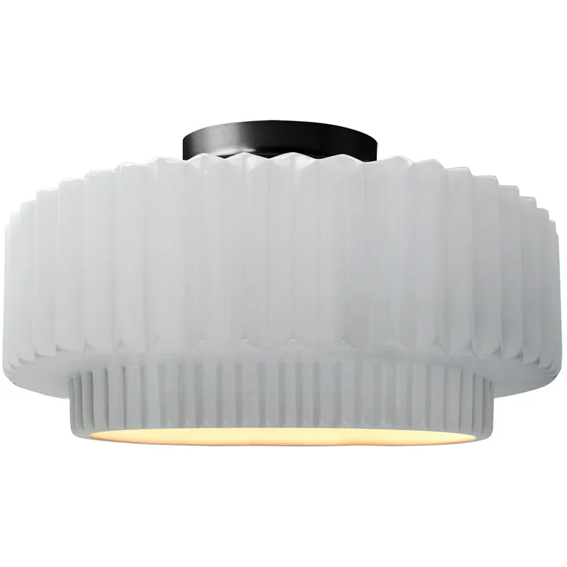 Popular Radiance Collection - Pleated Tier 1 Light 12 inch Gloss White Semi-Flush Ceiling Light, Form+Finish+Function
