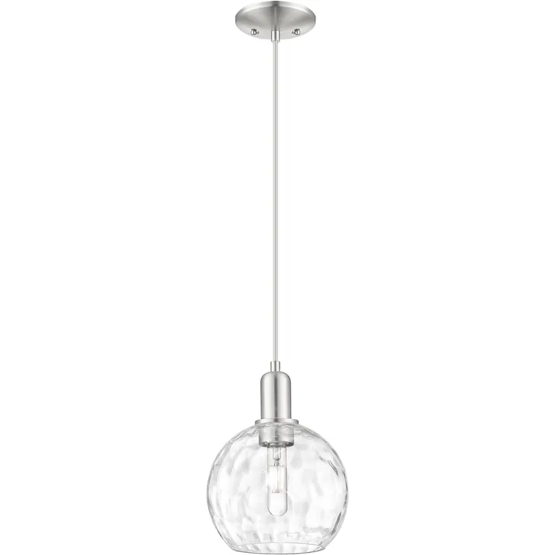 Arcadia Athens Water Glass 1 Light 8 inch Brushed Satin Nickel Mini Pendant Ceiling Light Exclusive Offer