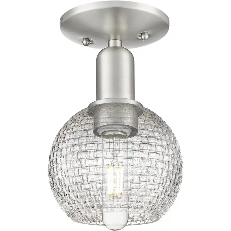 Direct From Manufacturer Arcadia Athens 1 Light 5.88 inch Brushed Satin Nickel Semi-Flush Mount Ceiling Light