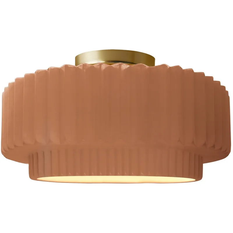 Express Delivery Radiance Collection - Pleated Tier LED 12 inch Adobe Semi-Flush Ceiling Light, Form+Finish+Function