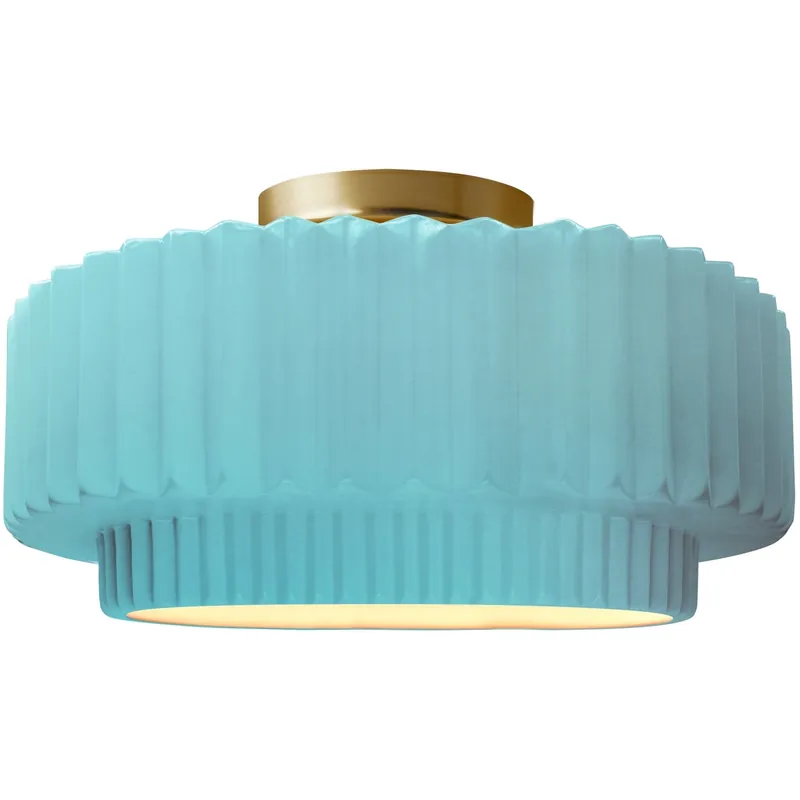 In Demand Radiance Collection - Pleated Tier 1 Light 12 inch Reflecting Pool Semi-Flush Ceiling Light, Form+Finish+Function